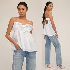 NWT Marissa Webb Jayce Bodiced Linen Laced Empire Sleeveless White Top